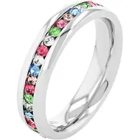 Akzent Fingerring "Colorful, langlebig" Gr. 54, silber (silberfarbig), Fingerringe, Damen, 54, Edelstahl, Fingerring