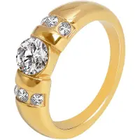 Akzent Fingerring "Vangelia, goldfarbig, langlebig" Gr. 48, gold (goldfarbig), Fingerringe, Damen, 48, Edelstahl, Fingerring