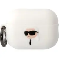 Karl Lagerfeld KLAP2RUNIKH AirPods Pro 2 (2022/2023) Hülle weiß/weiß Silikon Karl Kopf 3D