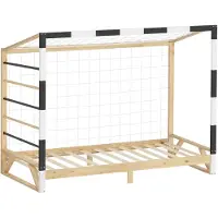 ML-Design Kinderbett Fußballtor 90x200 cm Holzbett mit Lattenrost & Netz Jugendbett aus massivem Kiefernholz Einzelbett für Kinder Handballtor Bett