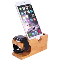 EKO , Ladeschale für Apple Watch und iPhone 2 in 1 aus Bambus, Gelb