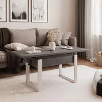 Idohome - Ausziehbarer Couchtisch TIVOR 120-157 cm mit Metallgestell moderner, Farbe: Grauer Diamant, Gestell: Kaschmir