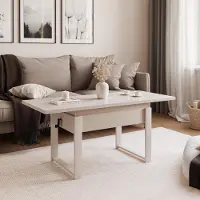 Idohome - Ausziehbarer Couchtisch TIVOR 120-157 cm mit Metallgestell moderner, Farbe: Kaschmir, Gestell: Kaschmir