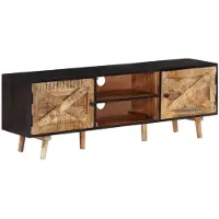 The Living Store TV-Schrank 140x30x46 cm Rohes Mangoholz und Massivholz Akazie