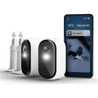 Arlo Essential 3 HD-Sicherheitskamera, 2er Set mit Halterungen, IP-Sicherheitskamera, Draußen, Verkabelt & Kabellos, Decke/Wand, Schwarz, Weiß, Box