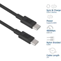 ACT USB 2.0 60-W-Lade-/Datenkabel USB-C auf USB-C, schwarz, 2 Meter, 2 m, USB C, USB C, USB 2.0, 0,48 Gbit/s, Schwarz