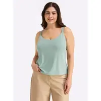 Sheego 1100000002199 , Damen, Gr. 48, grün (kalkmint), 70% Modal, 24% Polyester, 6% Elasthan, unifarben, Rundhals, Tops 1100000002199