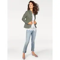 HEINE Jerseyblazer "Jersey-Blazer", Damen, Gr. 50, grün (oliv), 95% Baumwolle, 5% Elasthan, Blazer Jerseyblazer