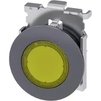 Siemens 3SU1061-0JA30-0AA0 Drucktaster, beleuchtet, 30mm, rund, Metall, matt, gelb 3SU10610JA300AA0