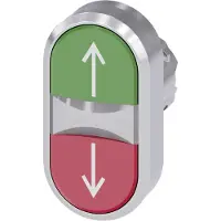 Siemens 3SU1051-3AB42-0AN0 Doppeldrucktaster, bel., 22mm, rund, Metall, hochglanz, rot: oben, grün: unten 3SU10513AB420AN0