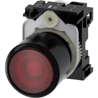 Siemens 3SU1201-0EB20-0AA0 Drucktaster, beleuchtet, 22mm, rund, Kunststoff, rot transparent, Druckknopf 3SU12010EB200AA0