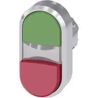 Siemens 3SU1051-3BB42-0AA0 Doppeldrucktaster, beleuchtet, 22mm, rund, Metall, hochglanz, grün, rot 3SU10513BB420AA0