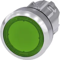 Siemens 3SU1051-0AA40-0AA0 Drucktaster, beleuchtet, 22mm, rund, Metall, hochglanz, grün, Druckknopf 3SU10510AA400AA0
