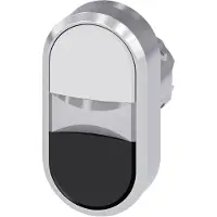 Siemens 3SU1051-3AB61-0AA0 Doppeldrucktaster, beleuchtet, 22mm, rund, Metall, hochglanz, weiß, schwarz 3SU10513AB610AA0