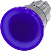 Siemens 3SU1051-1BA50-0AA0 Pilzdrucktaster, beleuchtet, 22mm, rund, Metall, hochglanz, blau 3SU10511BA500AA0
