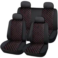 Avizar , 5-teiliges Autositzbezug Set mit eleganter Struktur, Schwarz / Rot