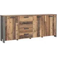 Forte Sideboard CLIF 3 Türen 4 Schubladen Optik: Old Wood Vintage von