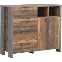 Forte Clif Kommode mit 1 Tür und 4 Schubladen, Holzwerkstoff, Old – Wood Vintage