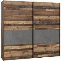 Forte Schwebetürenschrank CLIF 220 cm Old Wood Vintage Altholz-Optik 220x61x210 cm