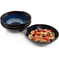 Bluespoon SÄNGER | Schalen Set Tokio, 4-teiliges Schalenset aus Steingut, Füllmenge: 450 ml, Teller Tief, Einzigartiges Design