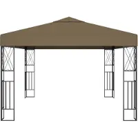 The Living Store Pavillon mit LED-Lichterkette 3x4 m Taupe Stoff