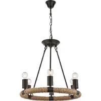 Globo Runde LED-Pendellampe Ulleu mit Hanfseil 6-flg.