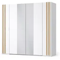 Masseno Drehtürenschrank TOREN 218/207,5/62cm 4-türig mit Spiegel Weiß