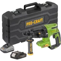 Procraft PHA40bb-c Akku Bohrhammer 20 V 2,6 J SDS plus Brushless + 1x Akku 2,0 Ah + Ladegerät + Koffer