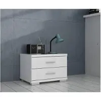 Forte Nachtkommode SNOW Nachtkästchen mit 2 Schubladen Weiß matt 60,4x41,5x43 cm