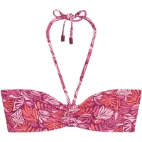 Marc o'polo Bandeau-Bikini-Top "Abstract Leaf AOP", Damen, Gr. XL (46), N-Gr, pink (raspberry coulis leaf print), Obermaterial: 84% Polyamid, 16% Elasthan, Bikini-Oberteile Bandeau-Bikini-Top