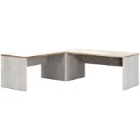 Forte Eckschreibtisch Winkelschreibtisch DURO Pinie weiß Eiche antik, 153x70x73 cm