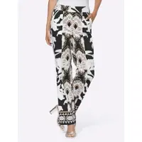 HEINE Webhose , Damen, Gr. 36, Normalgrößen, gelb (schwarz, camel, bedruckt), 97% Baumwolle, 3% Elasthan, bedruckt, gemustert, mehrfarbig, lang, Hosen Webhose