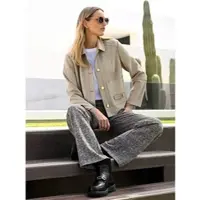 HEINE Jerseyhose , Damen, Gr. 50, Normalgrößen, schwarz (schwarz, ecru fischgrat), 81% Polyester, 18% Viskose, 1% Elasthan, gemustert, mehrfarbig, Hosen Jerseyhose