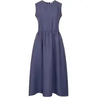Seidensticker Blusenkleid , Damen, Gr. XL (42), Normalgrößen, ohne Ärmel, blau, 100% Leinen, unifarben, regular fit, Rundhals, Kleider Blusenkleid, Ohne Arm Rundhals Uni