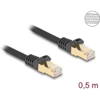 DeLOCK RJ45 Netzwerkkabel mit Geflechtmantel Cat.6A S/FTP Stecker zu Stecker 0,5 m schwarz, 0,5 m, Cat6a, S/FTP (S-STP), RJ-45, RJ-45, Schwarz