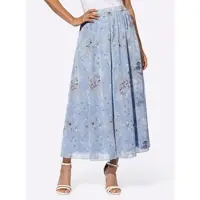 Lady Schlupfrock , Damen, Gr. 21, blau (bleu, ecru, bedruckt), 100% Polyester, geblümt, gemustert, mehrfarbig, lang, Röcke Schlupfrock