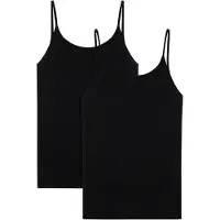 Bonprix Spaghettitop , Damen, Gr. 48/50 (XL), schwarz, Jersey, Obermaterial: 95% Baumwolle, 5% Elasthan, schmal hüftbedeckend, Rundhals, Tops Spaghettitop, schmale Passform, Spaghettiträger