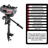 OEM Außenbordmotor, 2,5 kW Leistung, 49 cm³ Hubraum, 3,5 PS Leistung, Handstart, halbe Wasser Kühlung