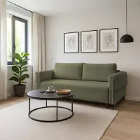 Imoebel 24 Sofa ADEL, Wohnzimmer, modernes Schlafsofa Couch 3-Sitzer Sofa freistehendes Polstersofa Bettkasten 231 cm Schlaffunktion Khaki Marcello 12