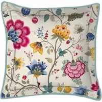 Pip studio Dekokissen Floral Fantasy – Ecru, 45x45 cm, 100% Baumwolle Perkal 200TC, Blumenprint, Rückseite mit anderem Muster