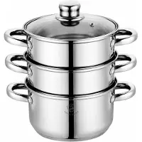 ROYAL SWISS Dampfgarer 28 cm – 3-teiliges Edelstahl Dampfkocher Set mit Glasdeckel – Induktionsgeeignet – Für Gas, Elektro & Glaskeramik – Spülmaschinengeeignet – Royal