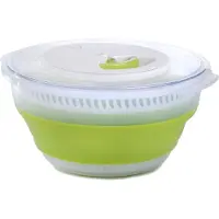 EMSA Salatschleuder "Basic", grün, B:28,6cm H:7,6cm T:29cm, Kunststoff, Salatschleudern, Salatschleuder, 4 Liter, zusammenklappbar, platzsparend, rutschfest, spülmaschinenfest