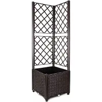 AGA Hochbeet mit Spalier, Rattan-Optik, 40x40 cm, 135 cm Gesamthöhe, 36 cm Pflanzhöhe