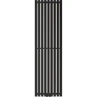LuxeBath Paneelheizkörper Stella Mittelanschluss Vertikal 480x1600mm Schwarz matt inkl. Anschlussgarnitur mit Thermostat Durchgangsform, ohne Heizstab