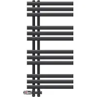 LuxeBath Badheizkörper Iron EM 500x1000 mm Anthrazit Seitenanschluss mit Anschlussgarnitur Thermostat Durchgang Boden Design Heizkörper, ohne Heizstab