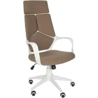 Beliani Bürostuhl Braun und Weiß Stoffbezug Höhenverstellbar Drehbar mit Armlehnen Bremsbaren Rollen Modern Arbeitszimmer Drehstuhl Arbeitsstuhl