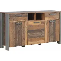 Forte Clif Kommode mit 3 Türen und 2 Schubladen, Holzwerkstoff, Old – Wood Vinta