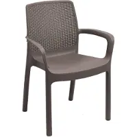 Dmora Gartenstuhl Dmoll, Gartensitz, Stuhl für Esstisch, Gartensessel mit Rattaneffekt, 100 % Italy, 54x60h82 cm, Braun