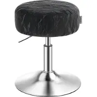 Vasagle Schminkhocker, Schminkstuhl, Sitzhocker, höhenverstellbar, 360° drehbar, PU, dicke Polsterung, für Schlafzimmer, Küche, Esszimmer, tintenschwarz