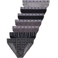 H.I.S. Slip H.I.S, Herren, Gr. XXL, 7 Stk., schwarz (anthra, schwarz, grau, streifen, karo), Jersey, Obermaterial: 95% Baumwolle, 5% Elasthan, gestreift, körpernah, Unterhosen Slip, aus Baumwoll-Stretch